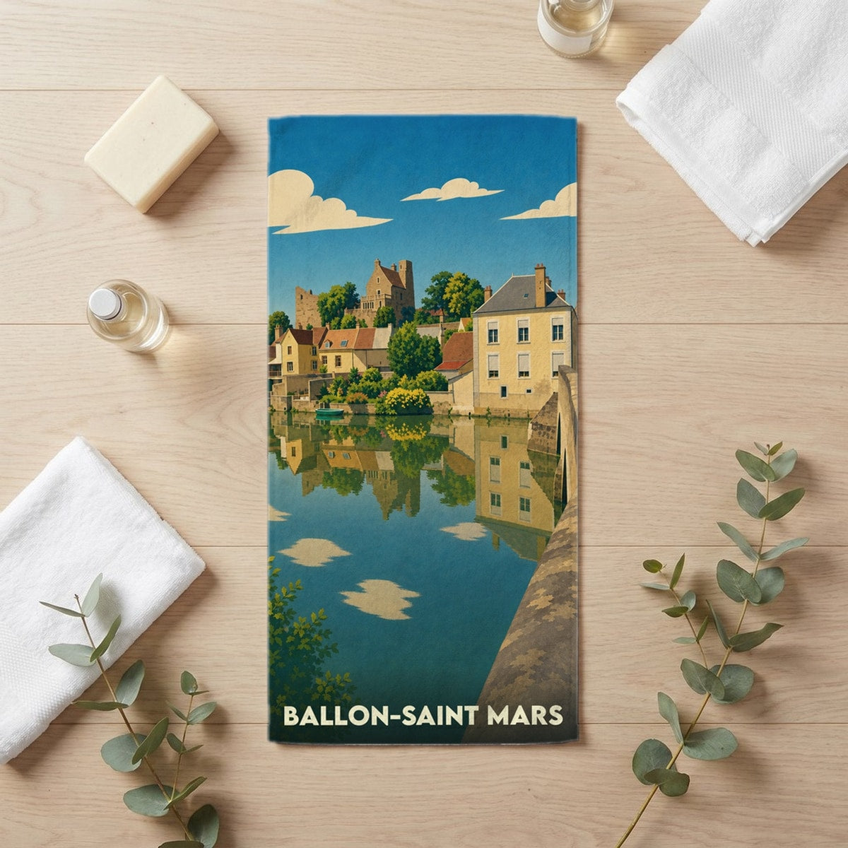 Serviette de bain 30 cm x 60 cm souvenir de Ballon-Saint Mars
