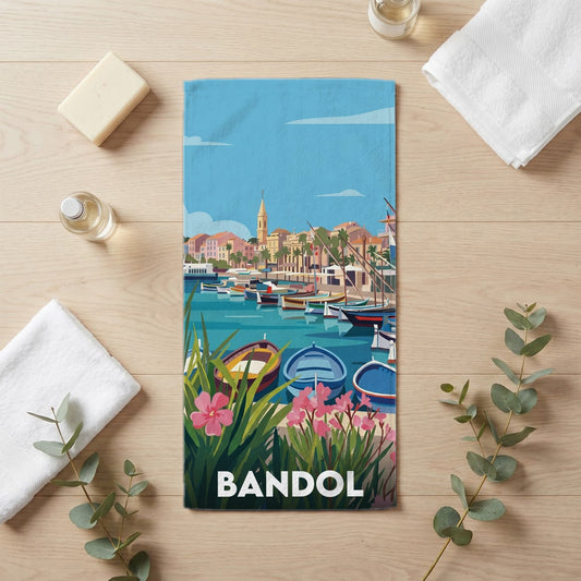 Serviette de bain 30 cm x 60 cm souvenir de Bandol