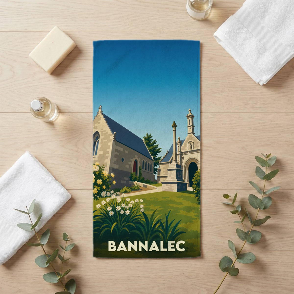 Serviette de bain 30 cm x 60 cm souvenir de Bannalec