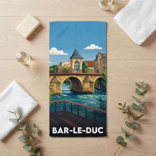Serviette de bain 30 cm x 60 cm souvenir de Bar-le-Duc