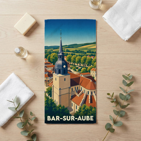 Serviette de bain 30 cm x 60 cm souvenir de Bar-sur-Aube