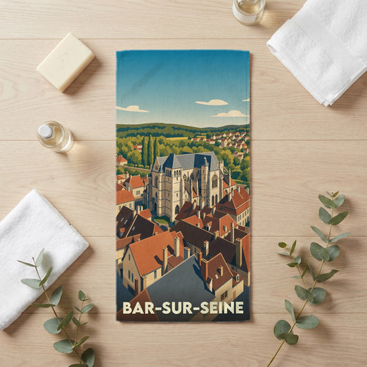 Serviette de bain 30 cm x 60 cm souvenir de Bar-sur-Seine