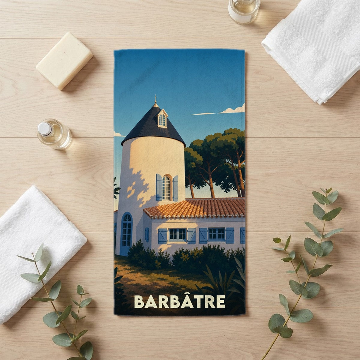 Serviette de bain 30 cm x 60 cm souvenir de Barbâtre