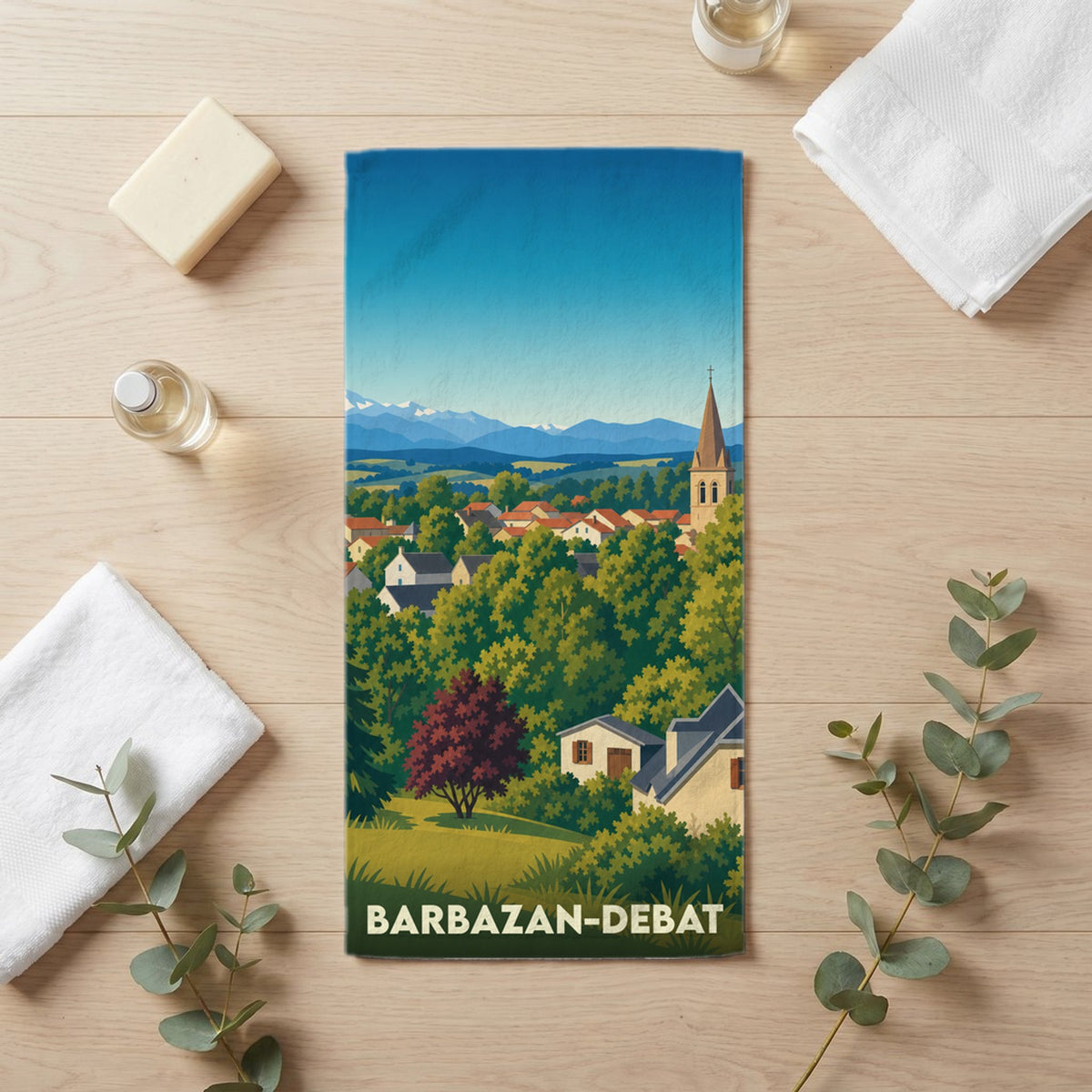 Serviette de bain 30 cm x 60 cm souvenir de Barbazan-Debat