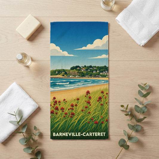Serviette de bain 30 cm x 60 cm souvenir de Barneville-Carteret