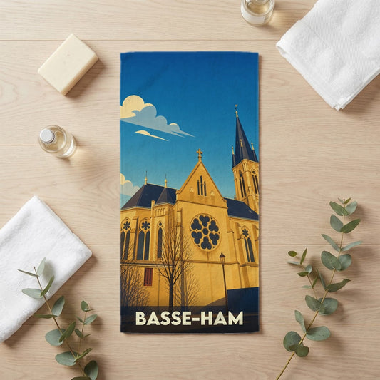 Serviette de bain 30 cm x 60 cm souvenir de Basse-Ham