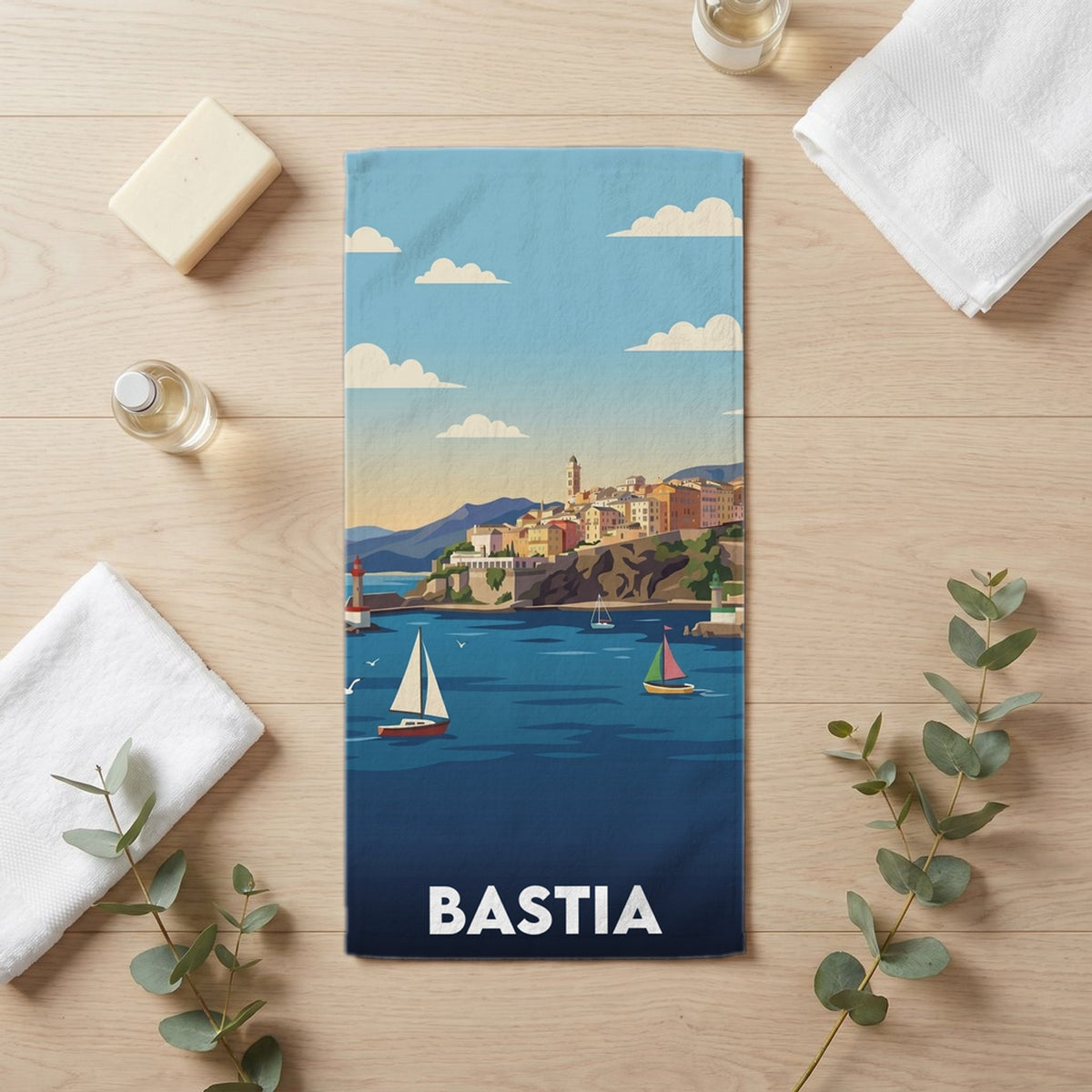Serviette de bain 30 cm x 60 cm souvenir de Bastia
