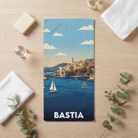 Serviette de bain 30 cm x 60 cm souvenir de Bastia