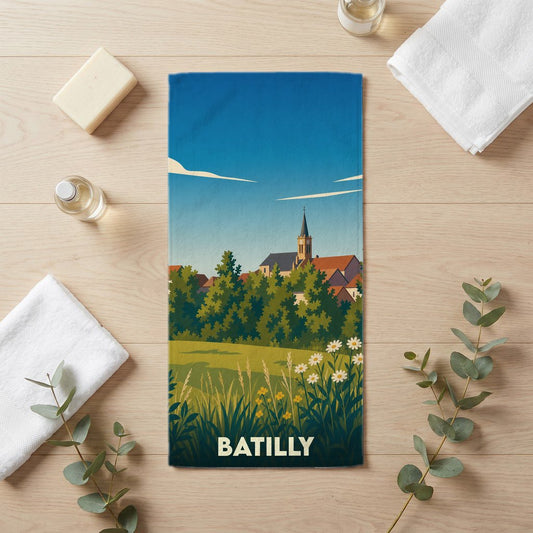 Serviette de bain 30 cm x 60 cm souvenir de Batilly