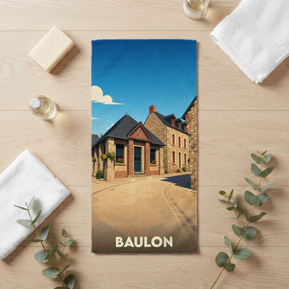 Serviette de bain 30 cm x 60 cm souvenir de Baulon