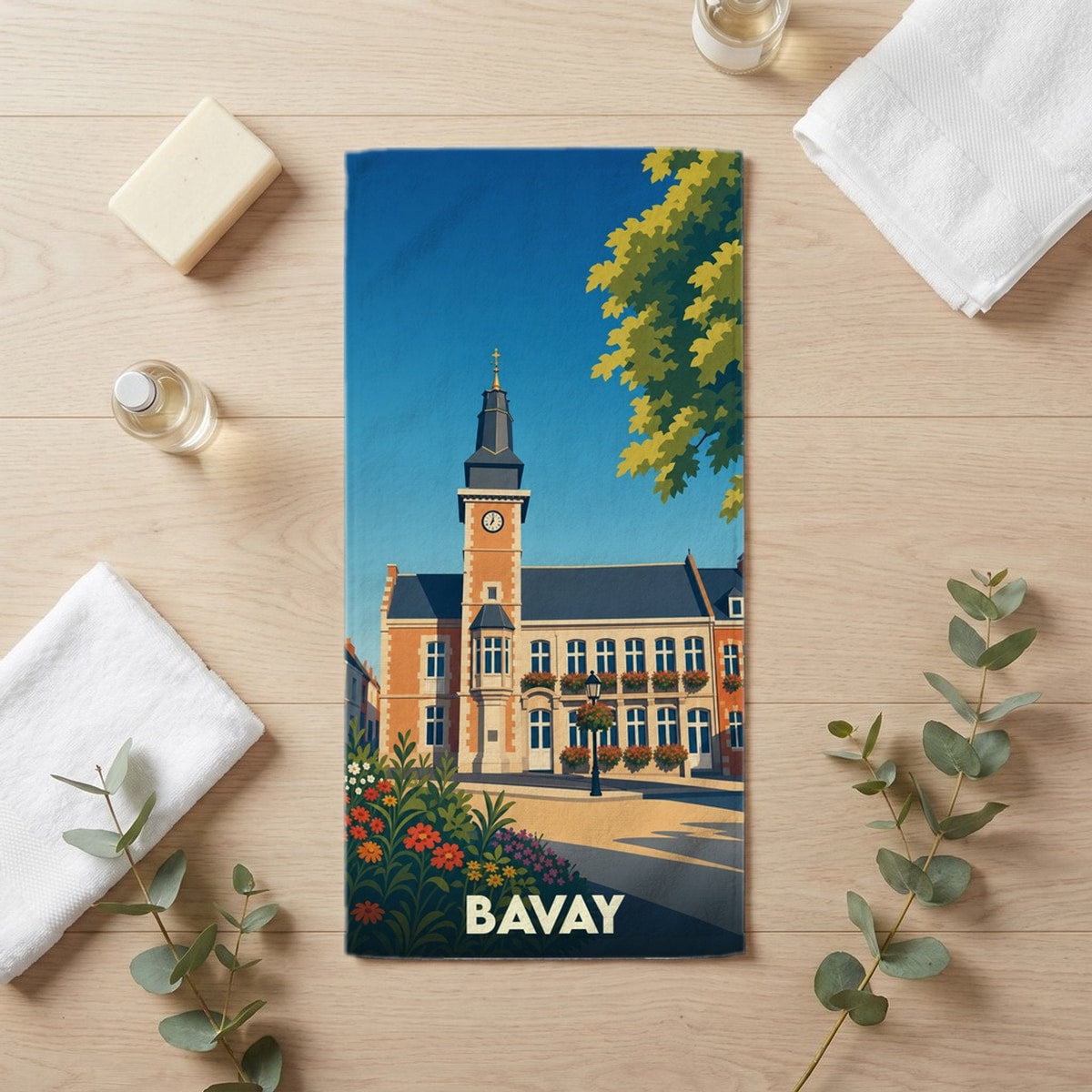 Serviette de bain 30 cm x 60 cm souvenir de Bavay