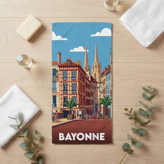 Serviette de bain 30 cm x 60 cm souvenir de Bayonne
