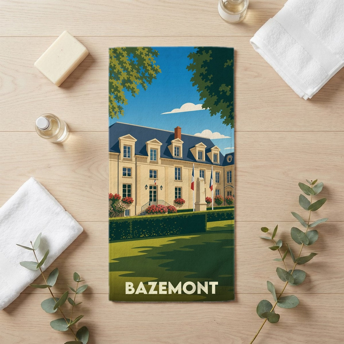 Serviette de bain 30 cm x 60 cm souvenir de Bazemont