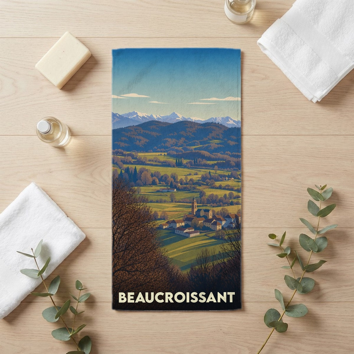 Serviette de bain 30 cm x 60 cm souvenir de Beaucroissant
