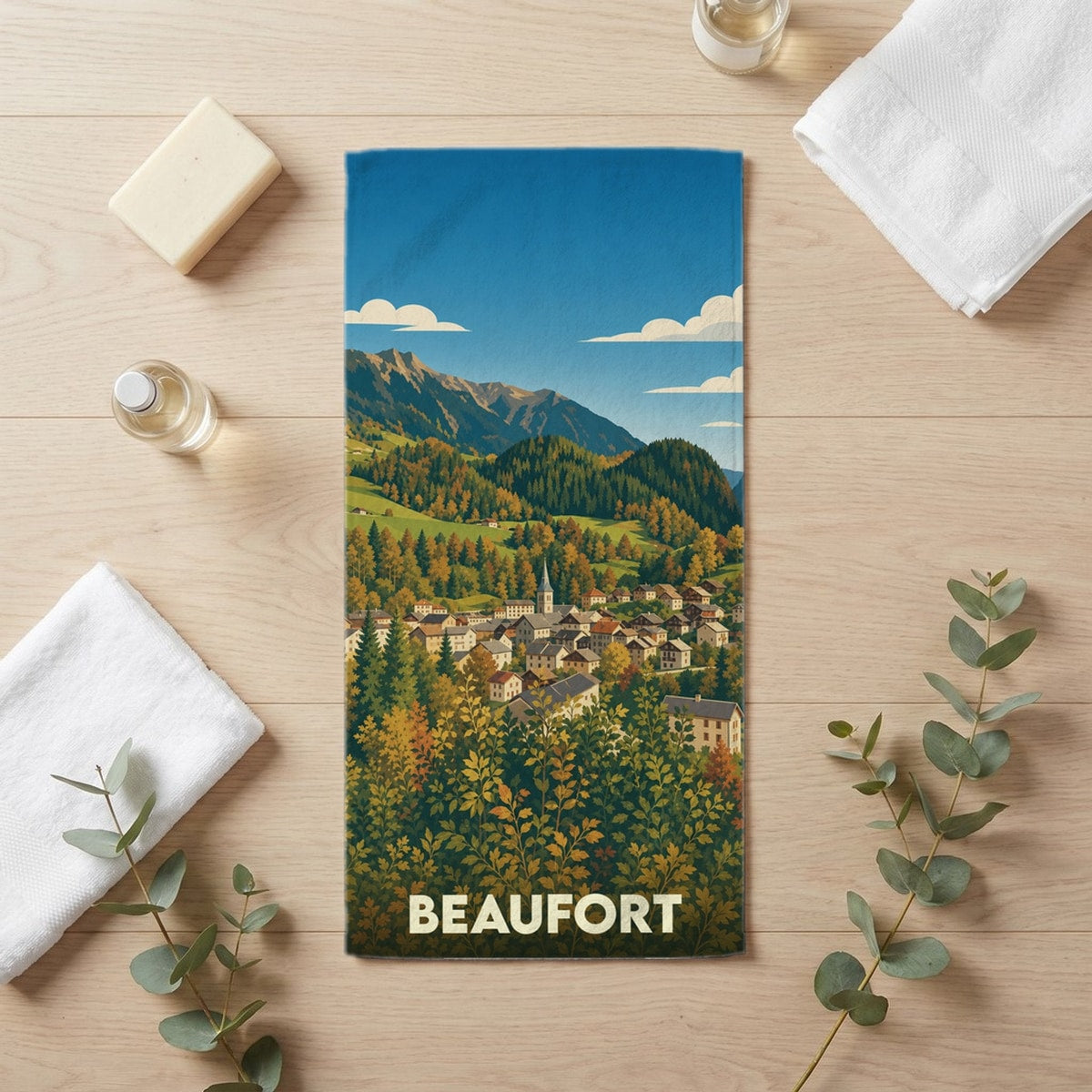 Serviette de bain 30 cm x 60 cm souvenir de Beaufort