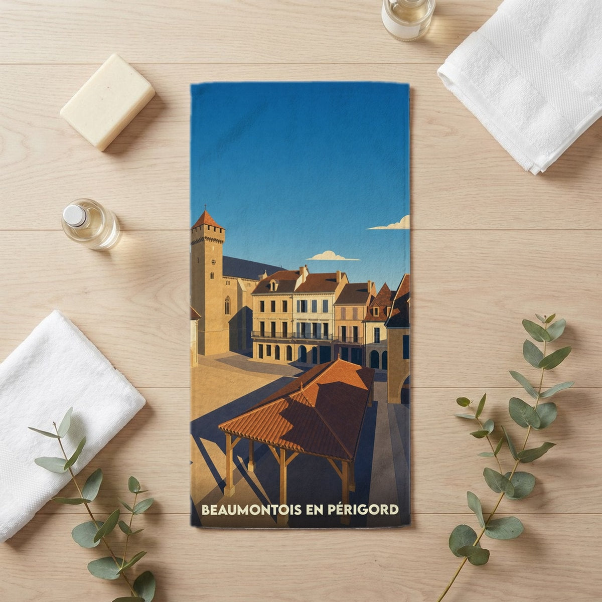 Serviette de bain 30 cm x 60 cm souvenir de Beaumontois en Périgord