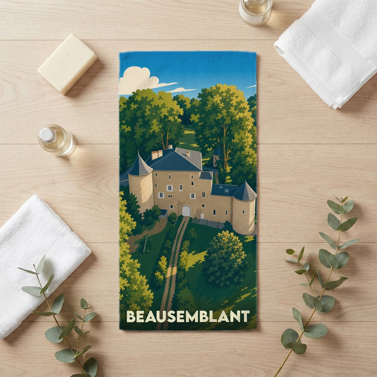Serviette de bain 30 cm x 60 cm souvenir de Beausemblant
