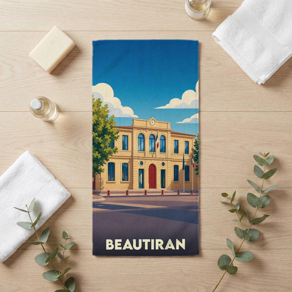 Serviette de bain 30 cm x 60 cm souvenir de Beautiran