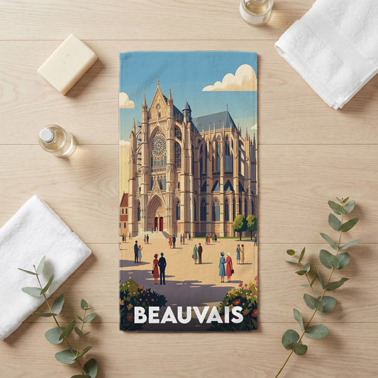 Serviette de bain 30 cm x 60 cm souvenir de Beauvais