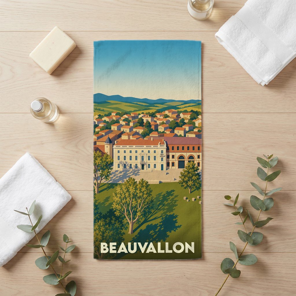 Serviette de bain 30 cm x 60 cm souvenir de Beauvallon
