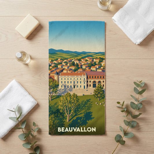 Serviette de bain 30 cm x 60 cm souvenir de Beauvallon