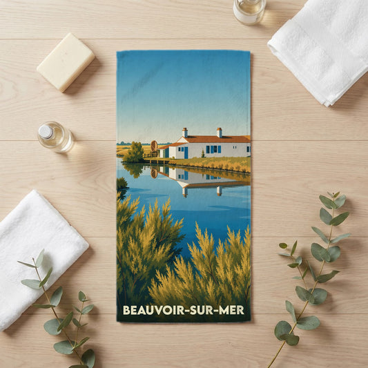 Serviette de bain 30 cm x 60 cm souvenir de Beauvoir-sur-Mer