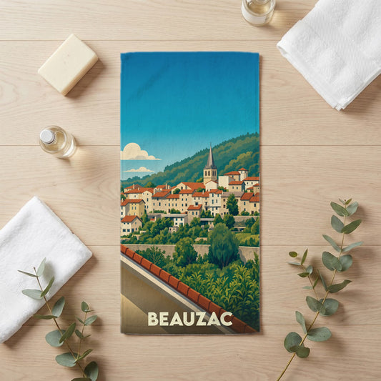 Serviette de bain 30 cm x 60 cm souvenir de Beauzac