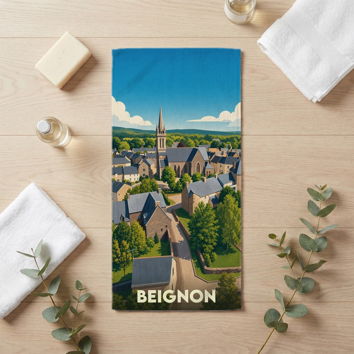 Serviette de bain 30 cm x 60 cm souvenir de Beignon