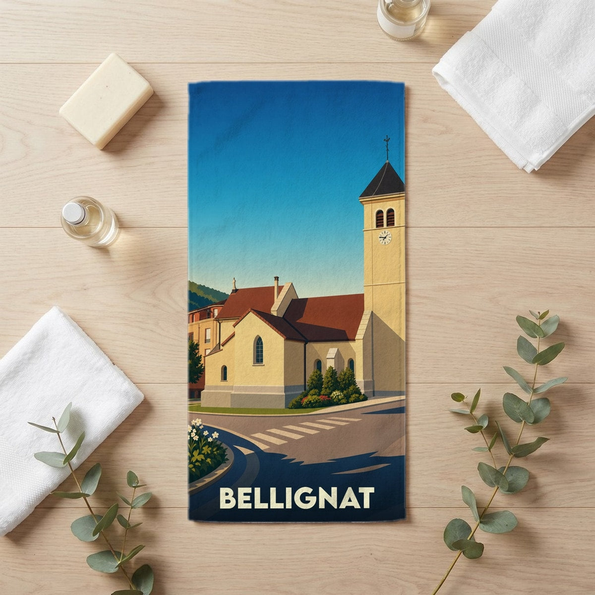 Serviette de bain 30 cm x 60 cm souvenir de Bellignat