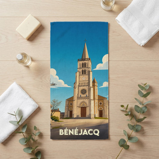 Serviette de bain 30 cm x 60 cm souvenir de Bénéjacq