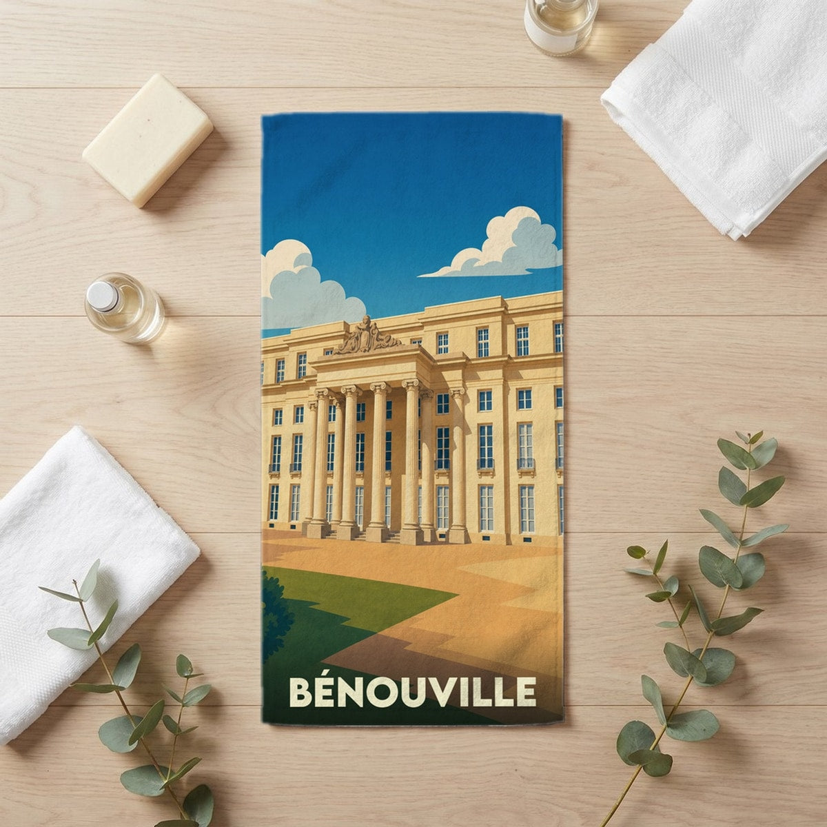 Serviette de bain 30 cm x 60 cm souvenir de Bénouville