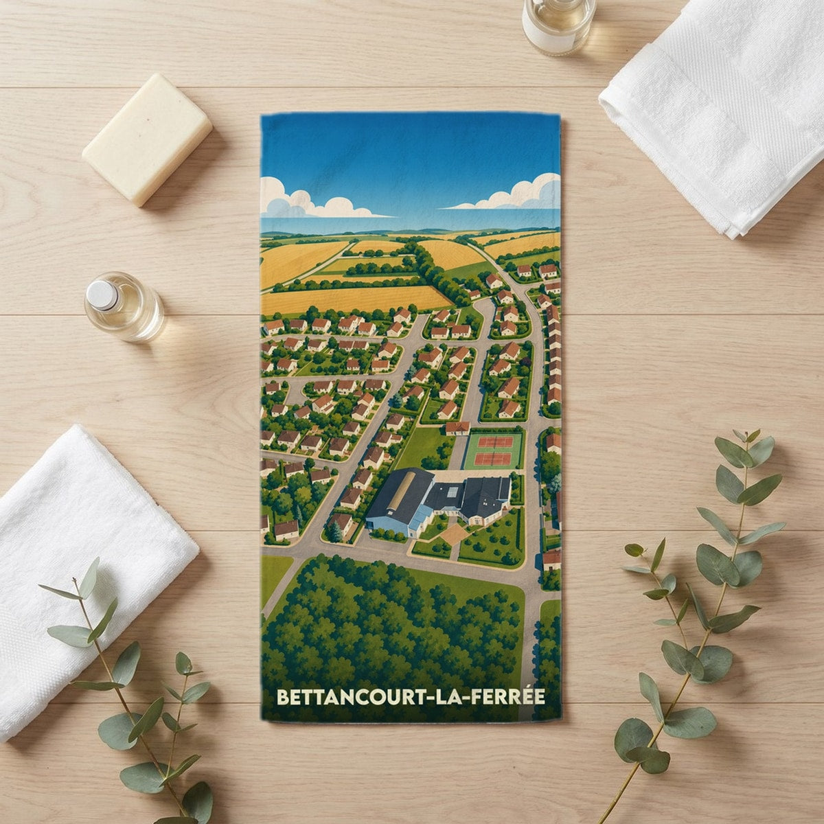 Serviette de bain 30 cm x 60 cm souvenir de Bettancourt-la-Ferrée
