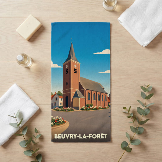 Serviette de bain 30 cm x 60 cm souvenir de Beuvry-la-Forêt