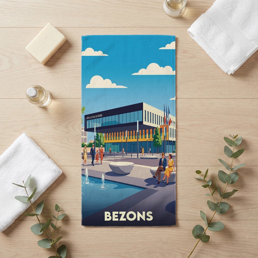 Serviette de bain 30 cm x 60 cm souvenir de Bezons
