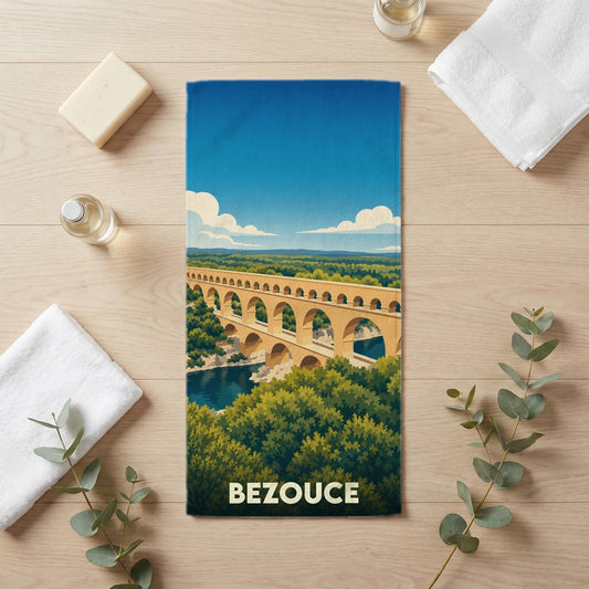 Serviette de bain 30 cm x 60 cm souvenir de Bezouce