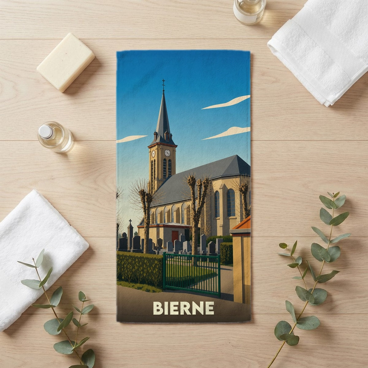 Serviette de bain 30 cm x 60 cm souvenir de Bierne