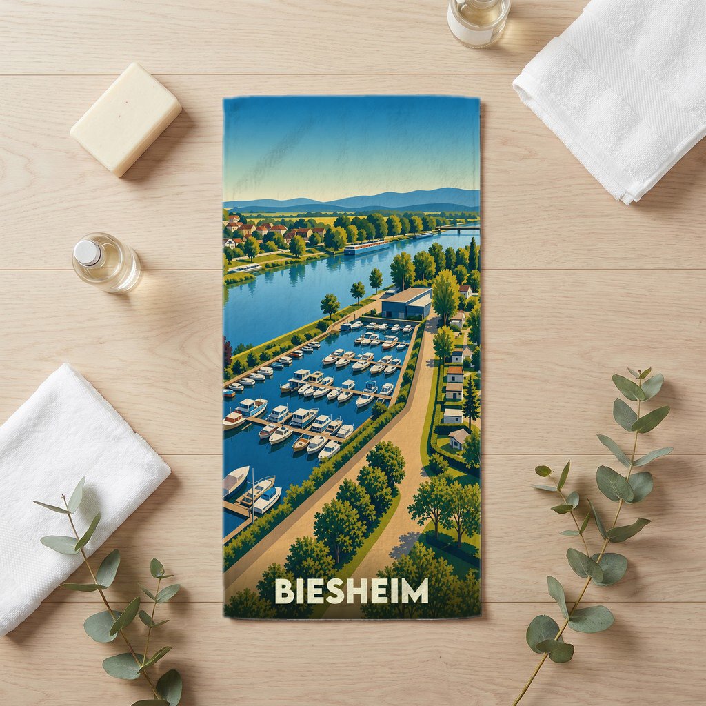 Serviette de bain 30 cm x 60 cm souvenir de Biesheim
