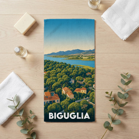 Serviette de bain 30 cm x 60 cm souvenir de Biguglia