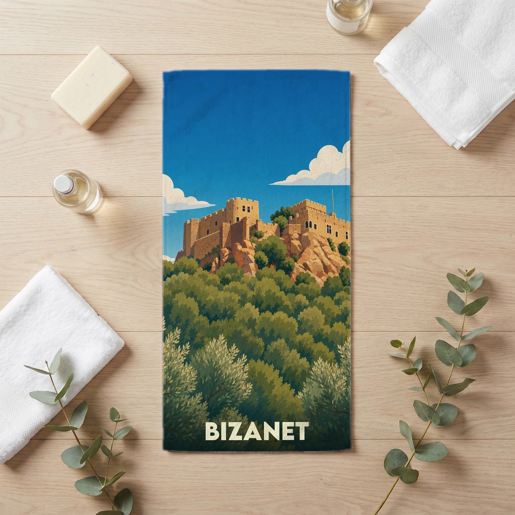 Serviette de bain 30 cm x 60 cm souvenir de Bizanet