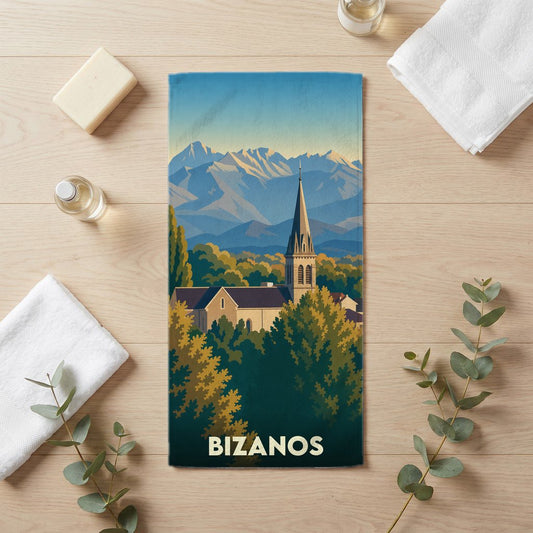 Serviette de bain 30 cm x 60 cm souvenir de Bizanos