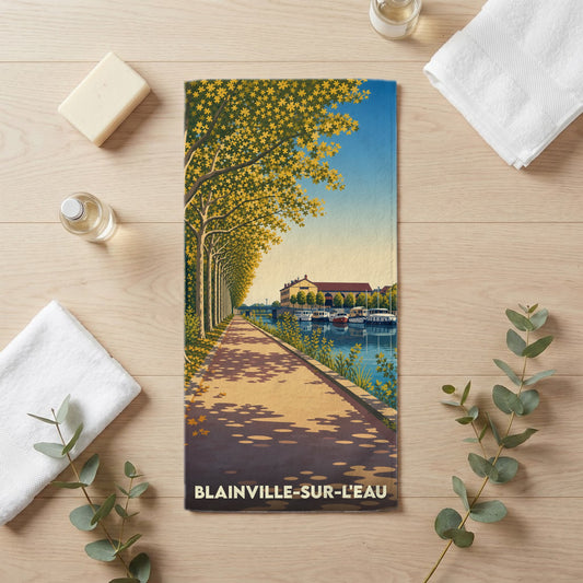 Serviette de bain 30 cm x 60 cm souvenir de Blainville-sur-l'Eau