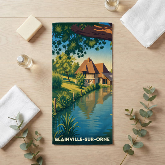 Serviette de bain 30 cm x 60 cm souvenir de Blainville-sur-Orne