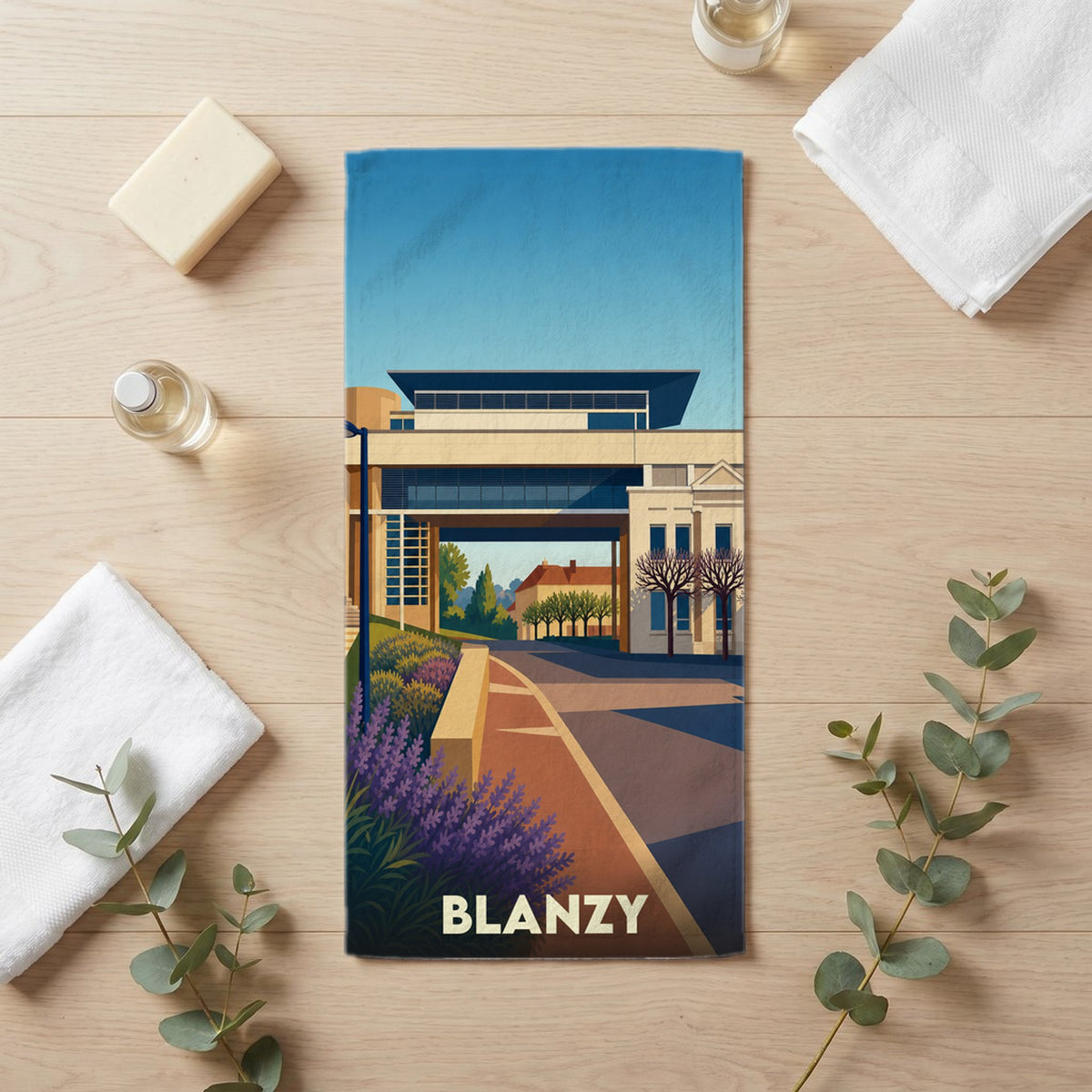 Serviette de bain 30 cm x 60 cm souvenir de Blanzy
