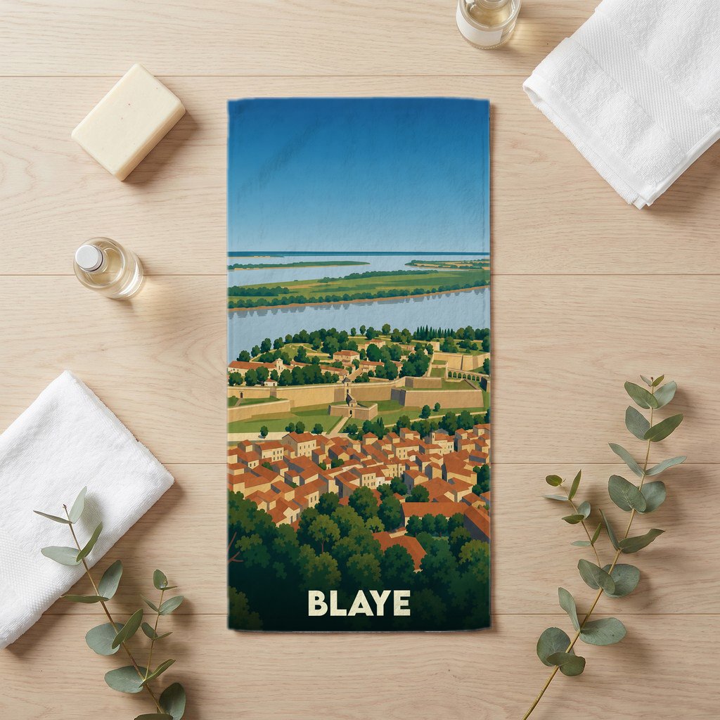 Serviette de bain 30 cm x 60 cm souvenir de Blaye