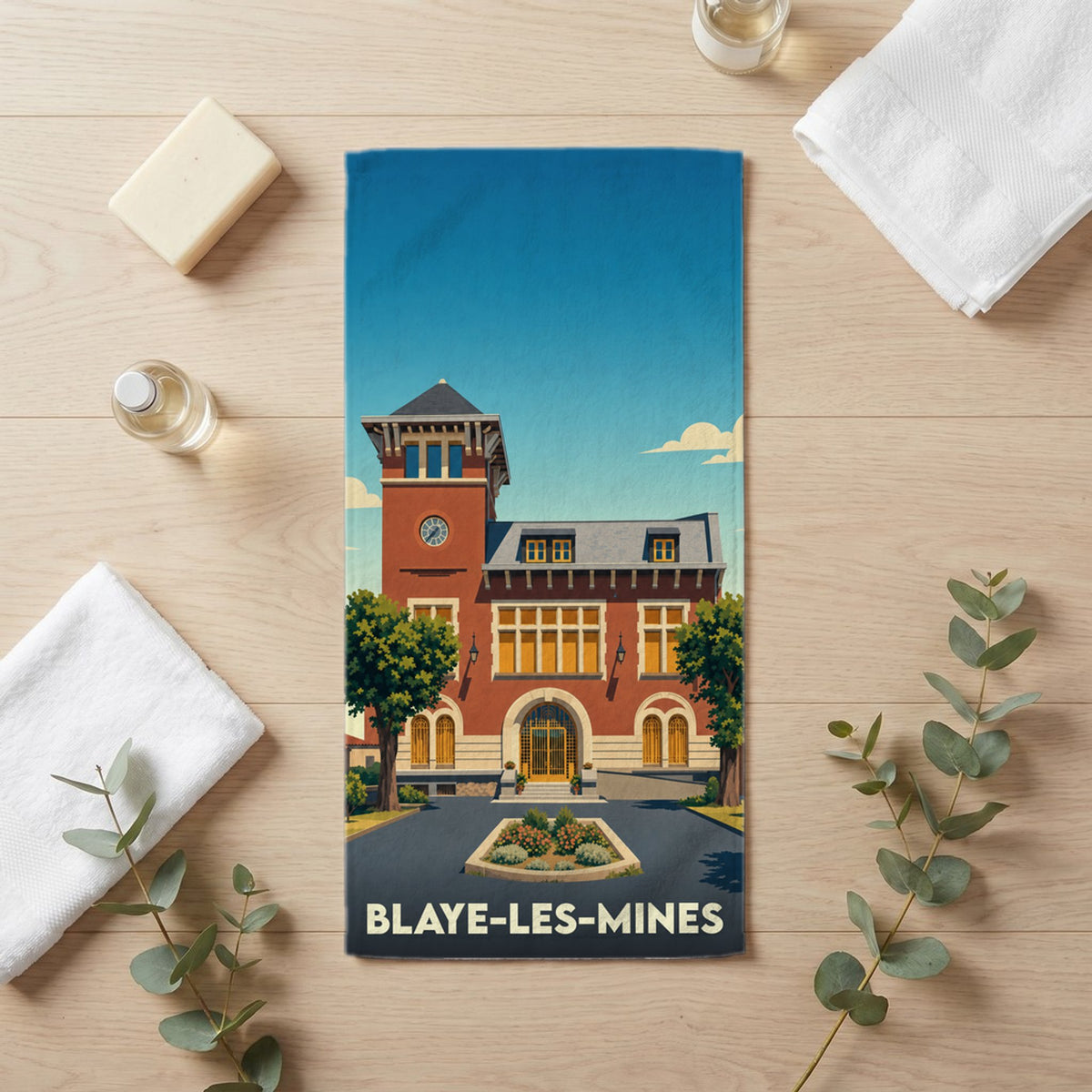 Serviette de bain 30 cm x 60 cm souvenir de Blaye-les-Mines
