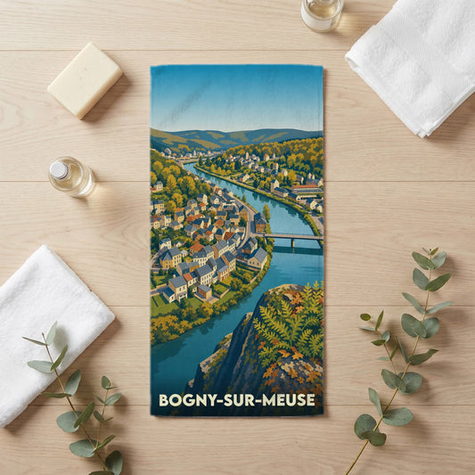 Serviette de bain 30 cm x 60 cm souvenir de Bogny-sur-Meuse