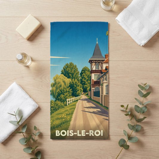 Serviette de bain 30 cm x 60 cm souvenir de Bois-le-Roi