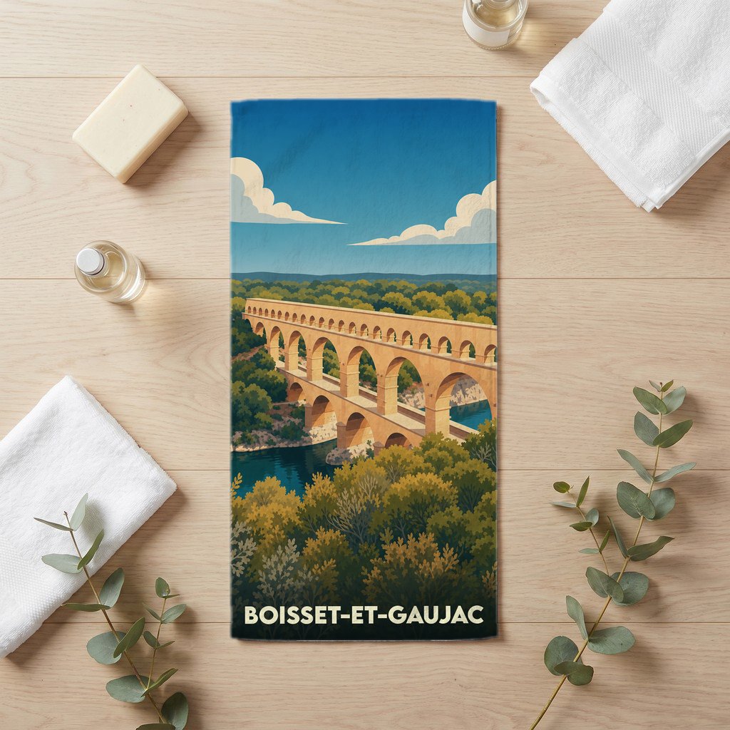 Serviette de bain 30 cm x 60 cm souvenir de Boisset-et-Gaujac