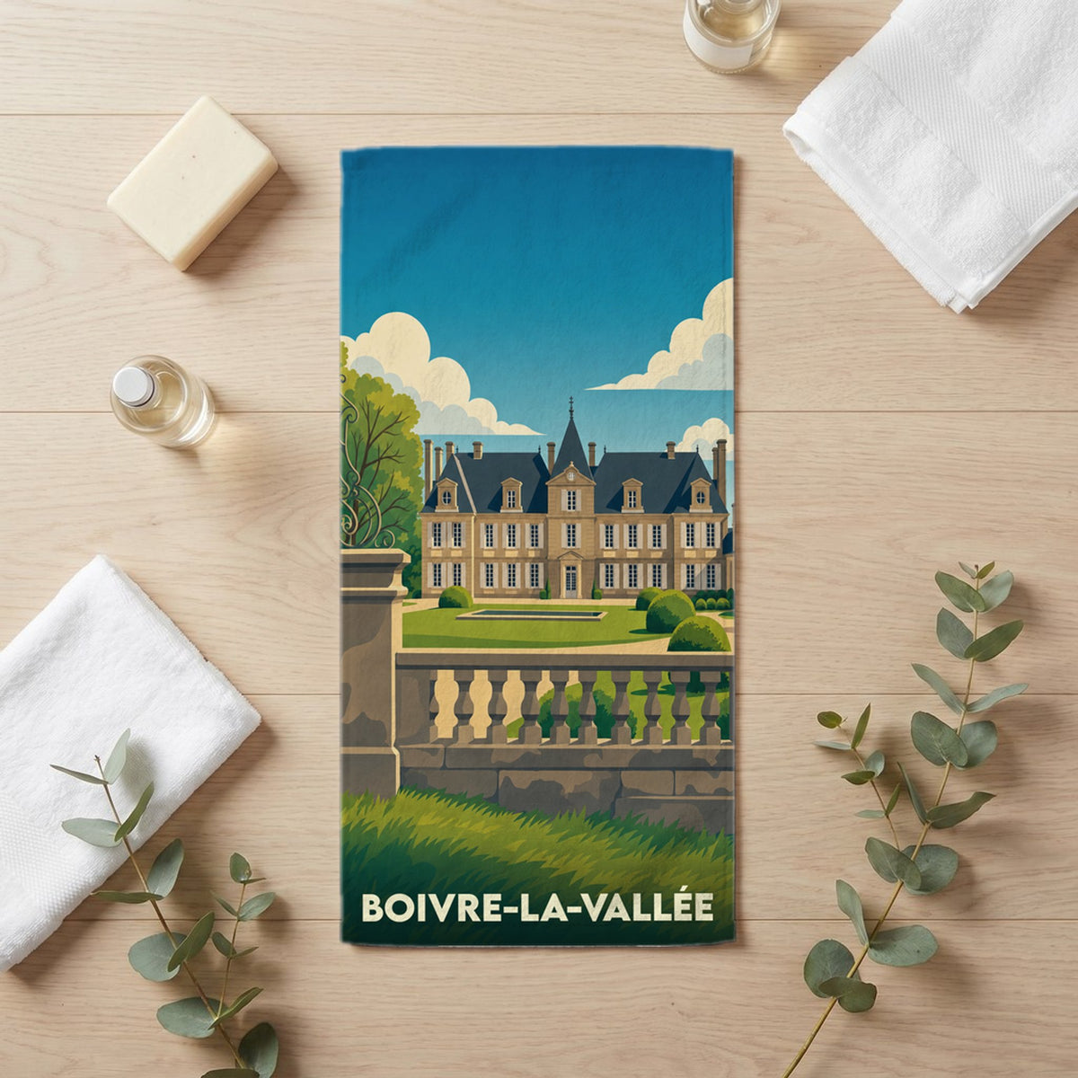 Serviette de bain 30 cm x 60 cm souvenir de Boivre-la-Vallée