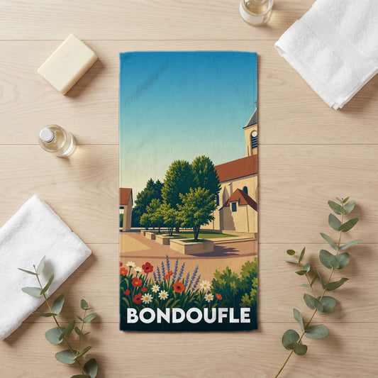 Serviette de bain 30 cm x 60 cm souvenir de Bondoufle